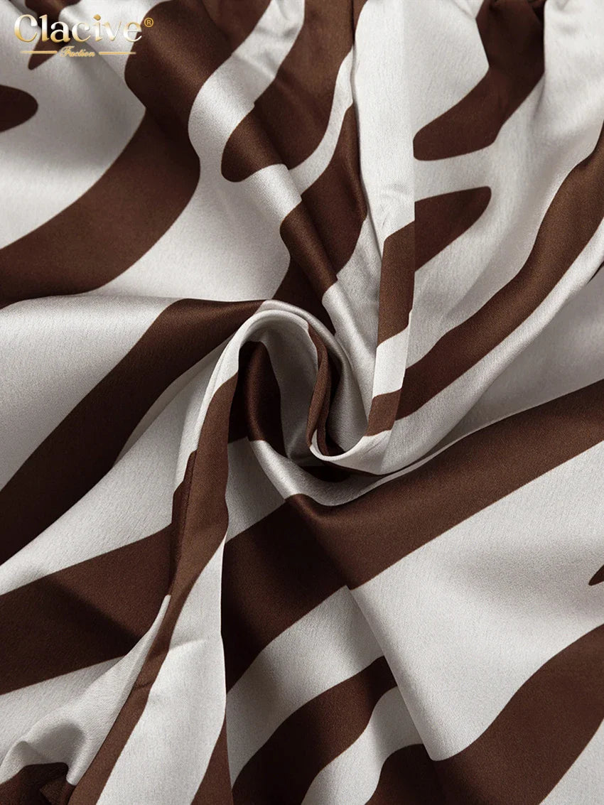Close-up of brown and white elegant stripe print fabric texture