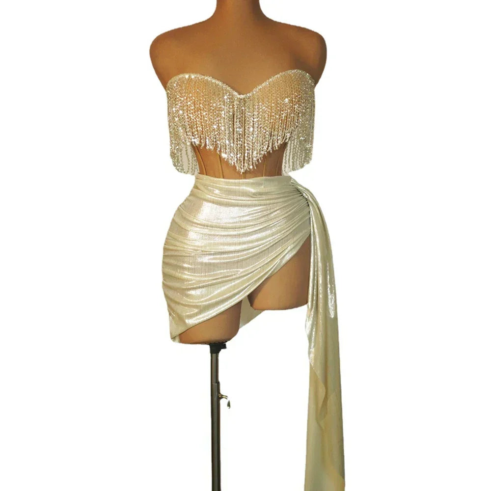 Sparkly Rhinestones Mini Dress for Parties