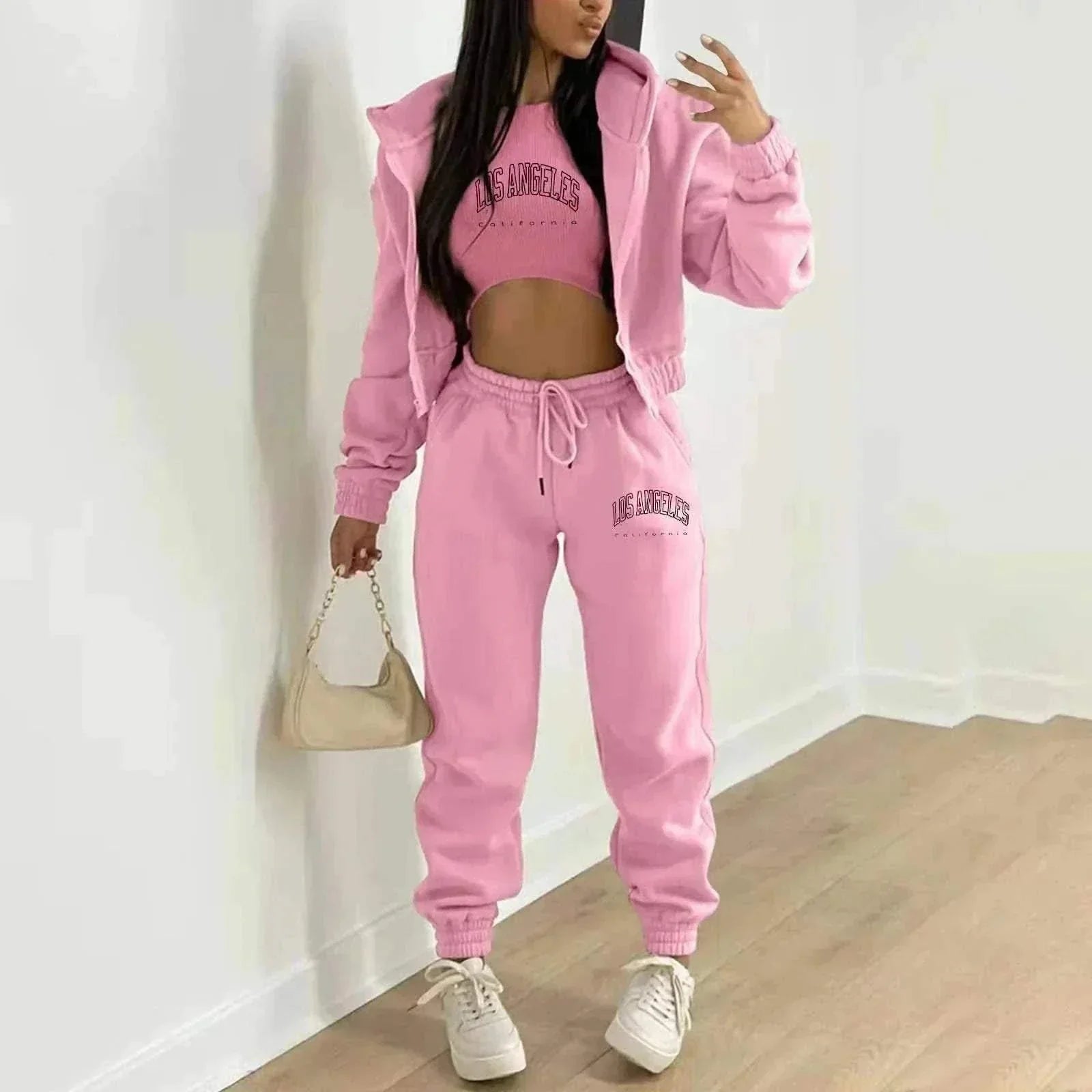 Women's Hooded Velvet Sweatshirt Set - 3-Piece