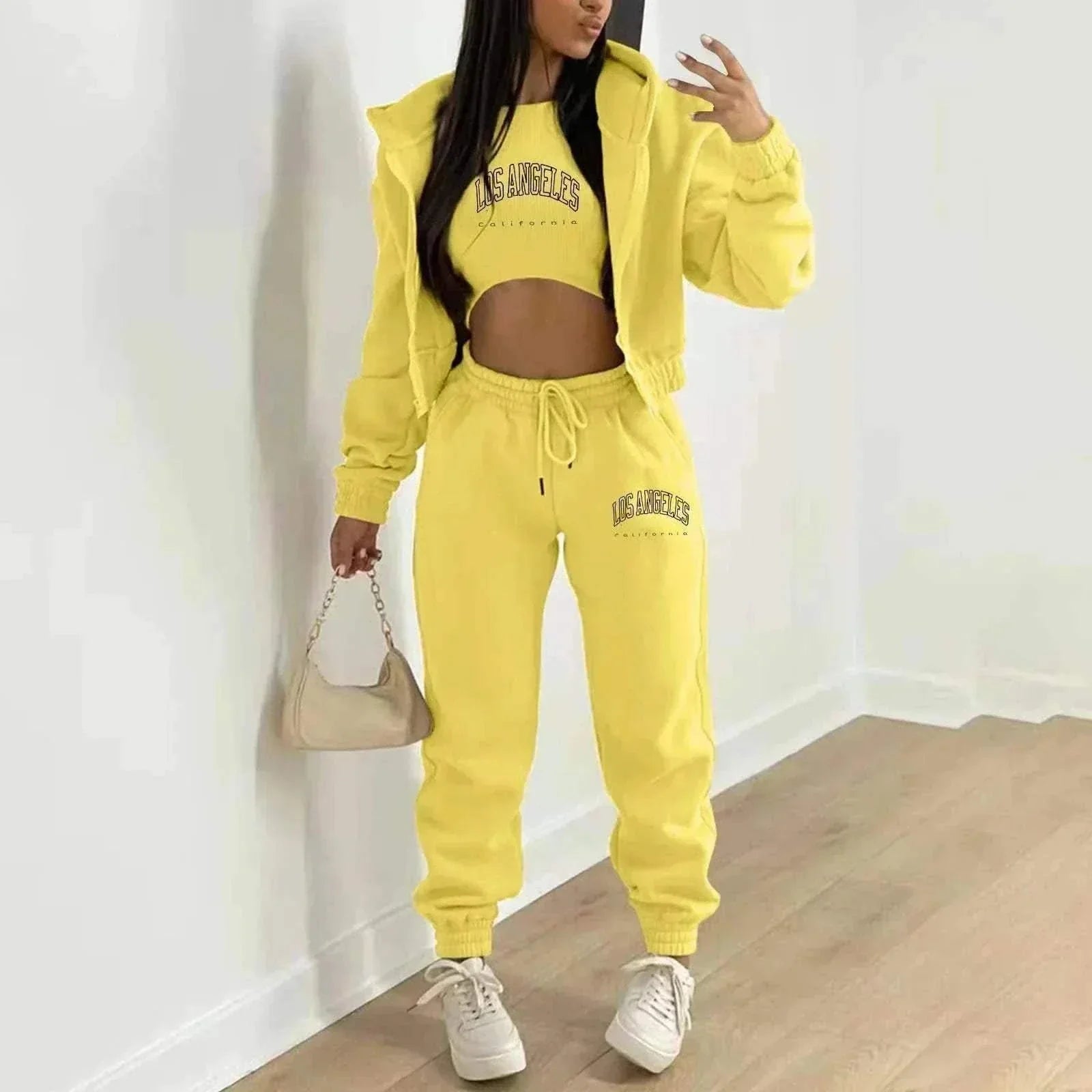 Women's Hooded Velvet Sweatshirt Set - 3-Piece