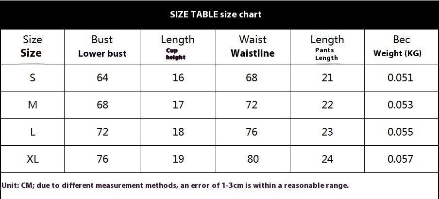 Size chart for women's embroidered mesh lace push-up sexy lingerie